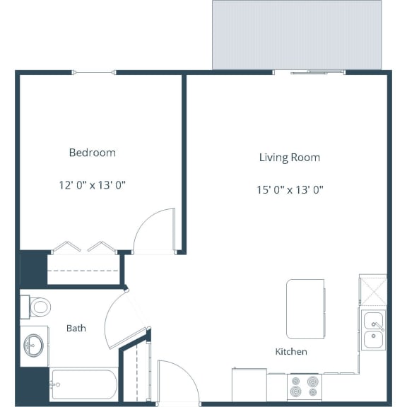 One-Bedroom Unit at Sunset Ridge Apartments in Bismarck, ND