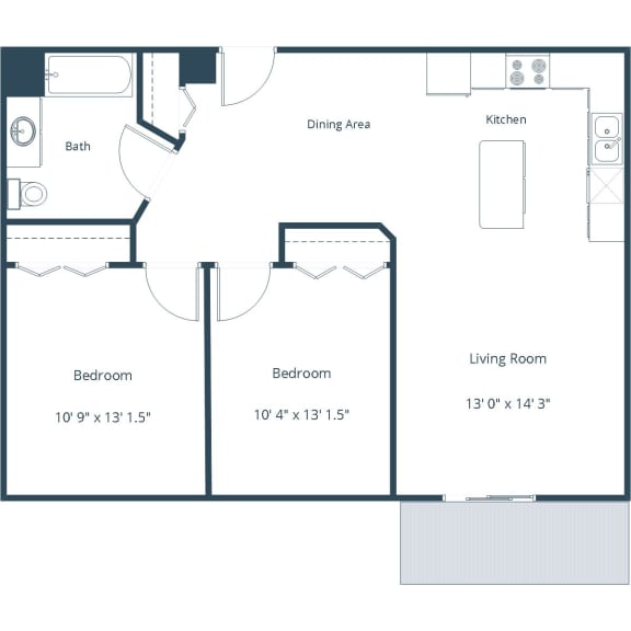Sunset Ridge Apartments in Bismarck, ND | Two Bedroom Floor Plan 21B Sunset Ridge Apartments in Bismarck, ND | Two Bedroom Floor Plan 21B