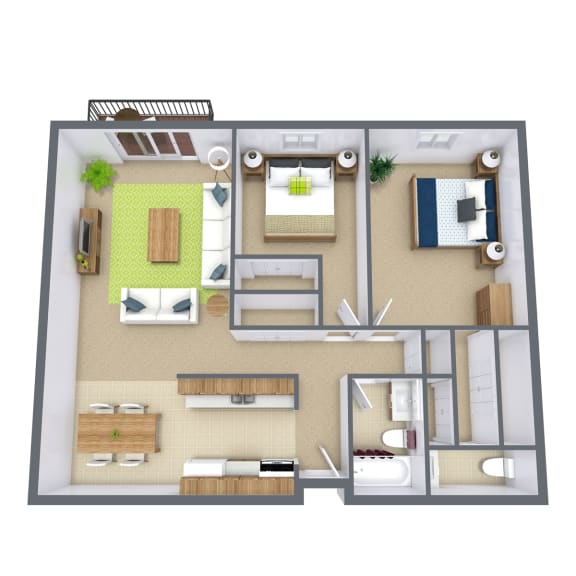 The Edge of Uptown Apartments in St. Louis Park, MN | Two Bedroom Floor Plan 215A