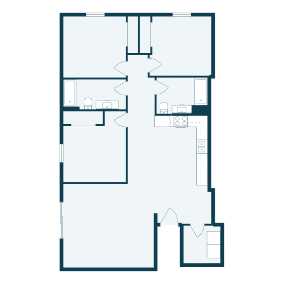 Thunder Creek Apartments in Fargo, ND | Three Bedroom Floor Plan 32b