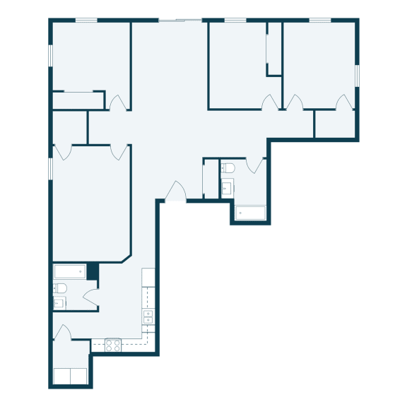 Thunder Creek Apartments in Fargo, ND | Four Bedroom Floor Plan 42a