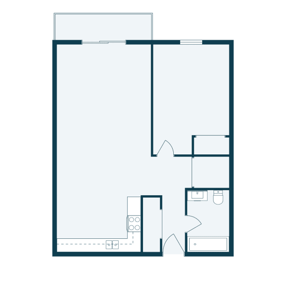 a floor plan of a room with a bedroom and a living room