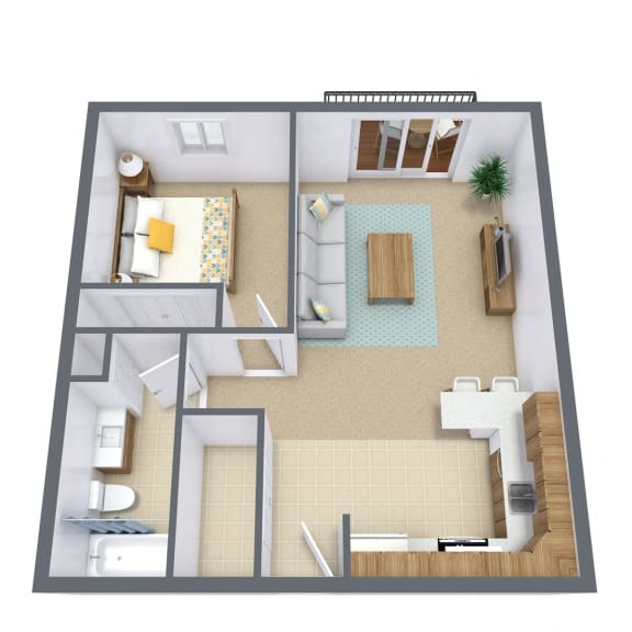 Floor Plan  Twin Parks Apartments in Fargo, ND | One Bedroom Floor Plan 11A