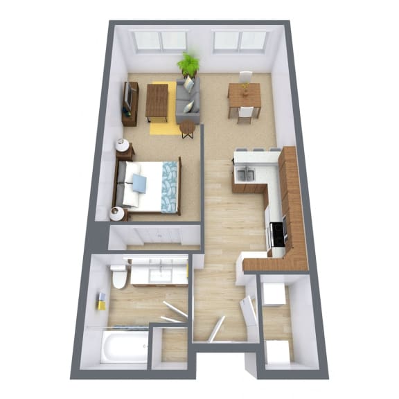 Urban Plains Apartments in Fargo, ND | Efficiency Floor Plan 01A