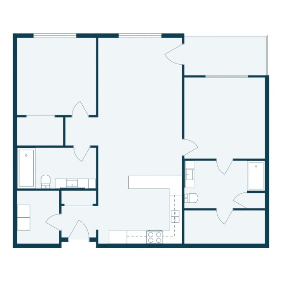 Urban Plains Apartments in Fargo, ND | Two Bedroom Floor Plan 22A