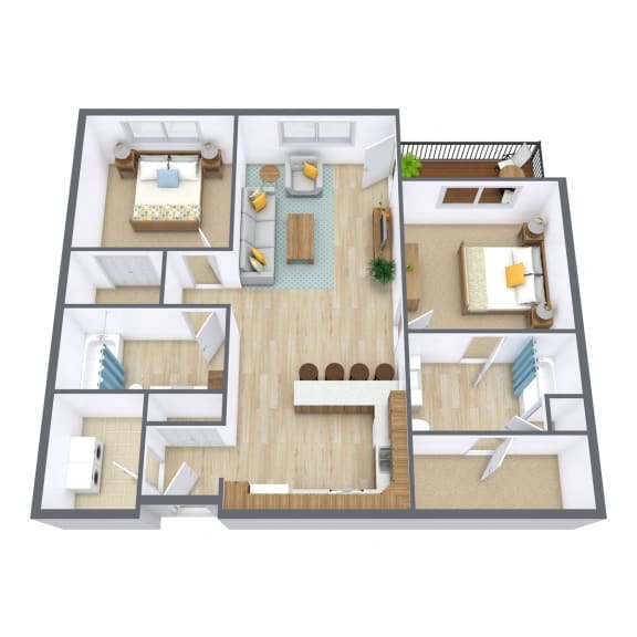Urban Plains Apartments in Fargo, ND | Two Bedroom Floor Plan 22A