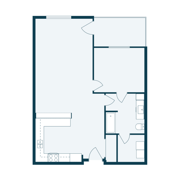 bedroom floor plan of an open concept home