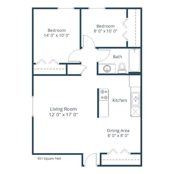 Hartford Apartments in Fargo, ND | Two Bedroom Floor Plan 21A