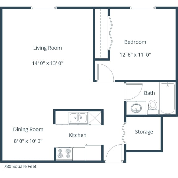 Long Island Apartments | One Bedroom Floor Plan
