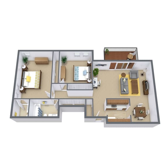 Valley View Apartments in Minneapolis, MN | Two Bedroom Floor Plan 22A