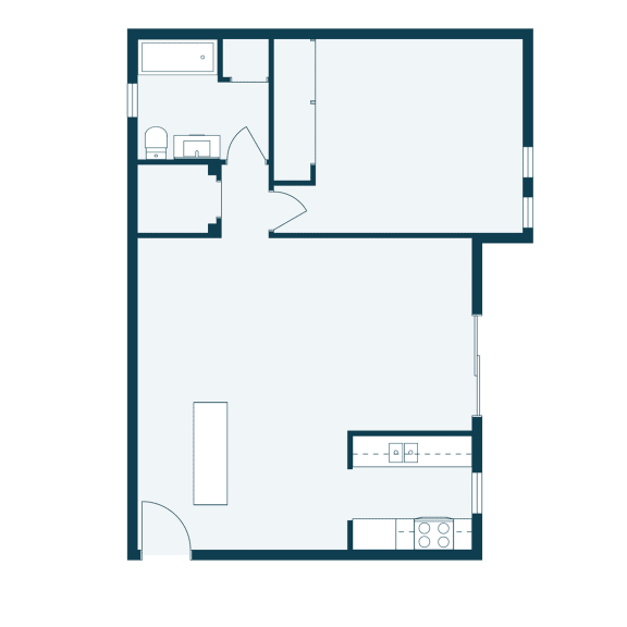 a floor plan of a small house with a bedroom and a living room