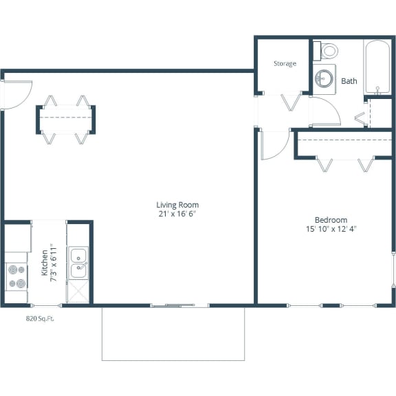 Valley View Apartments in Golden Valley, MN | One Bedroom Floor Plan 11A