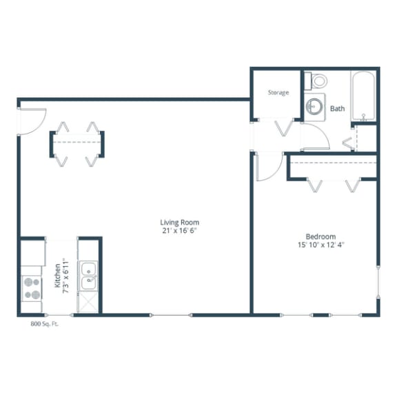 Floor Plan  Valley View Apartments in Golden Valley, MN | One Bedroom Floor Plan 11B