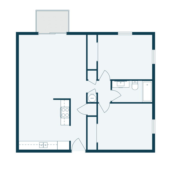 a floor plan of a house with a bedroom and a living room