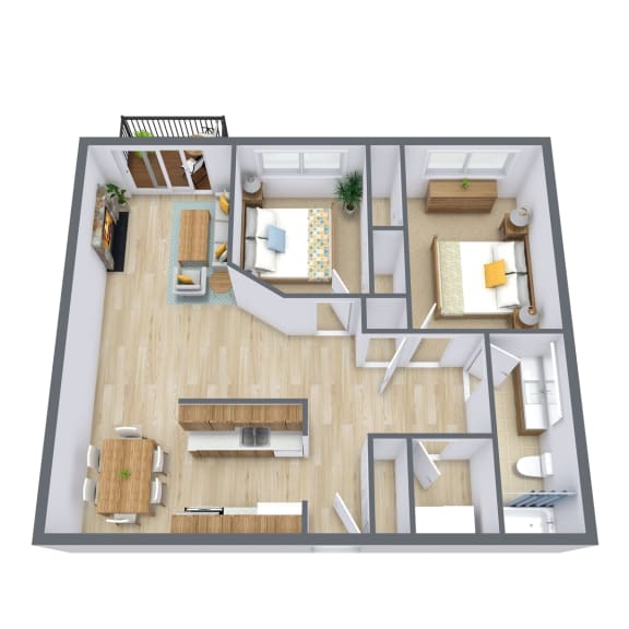 Westcourt Apartments in Fargo, ND | Two Bedroom Floor Plan 21B