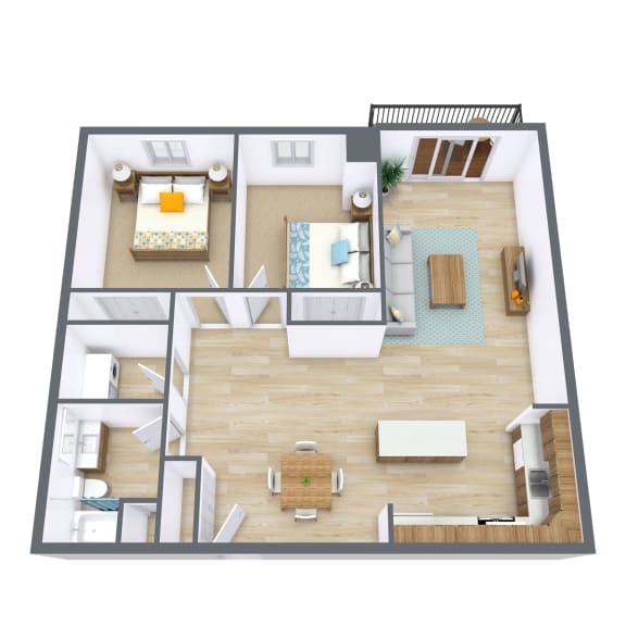 Willow Park Apartments in Fargo, ND | Two Bedroom Floor Plan 21C