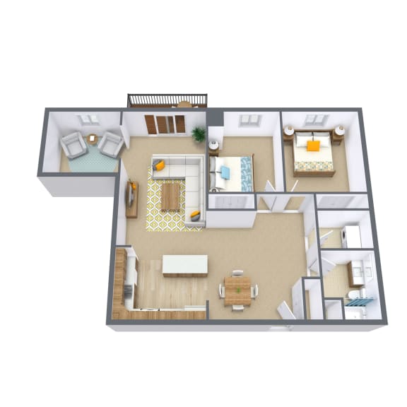 Willow Park Apartments in Fargo, ND | Two Bedroom Floor Plan 21D