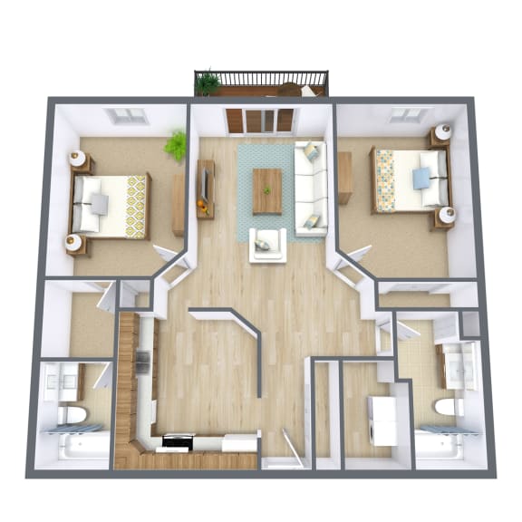 a floor plan of a bedroom with a bathroom and a living room