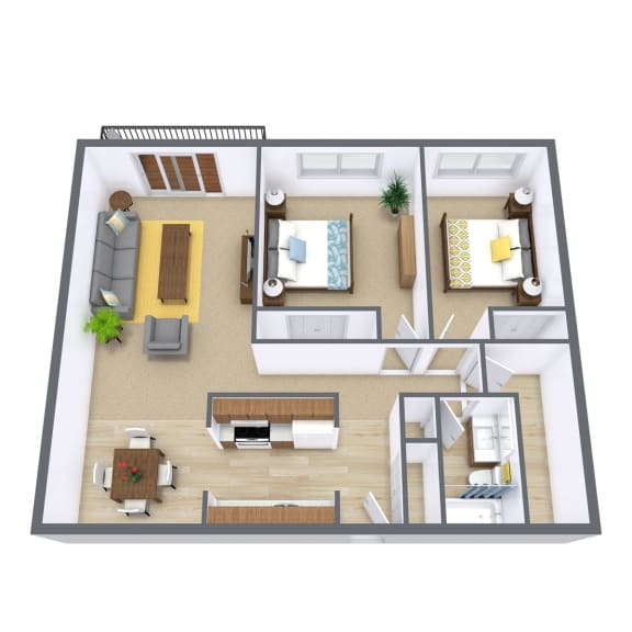 Windsor Apartments in Fargo, ND | Two Bedroom Floor Plan 21B