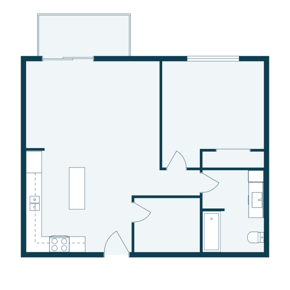 a floor plan of a house with a bedroom and a living room