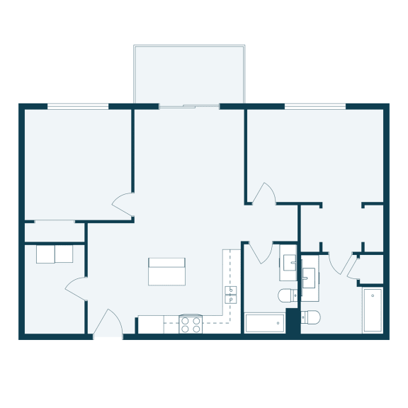 a floor plan of a house with an open floor plan with rooms and a staircase