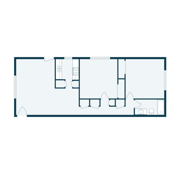 Two Bedroom Floor Plan 21A  at Woodland Pines, Omaha, Nebraska