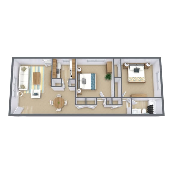 Two Bedroom Floor Plan 21A  at Woodland Pines, Omaha