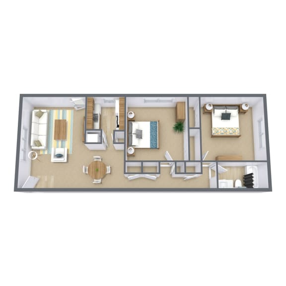 a floor plan of a 1 bedroom apartment with a living room and a kitchen