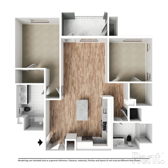 Floor Plan B2 no Furniture at Westbury Apartments, Rancho Cucamonga, CA, 91739