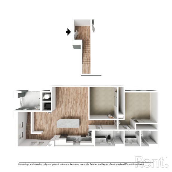Floor Plan B3 (no furniture)  at Westbury Apartments, Rancho Cucamonga