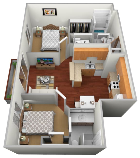 Floor Plan  2 bed 2 bath at Cedar Ridge Apartments, Clearwater, MN, 55320