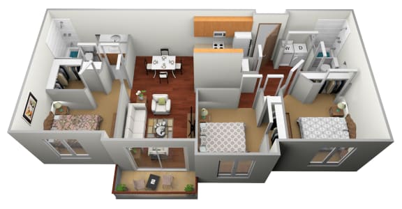 Floor Plan  3 bed 2 bath A at Cedar Ridge Apartments, Clearwater, Minnesota