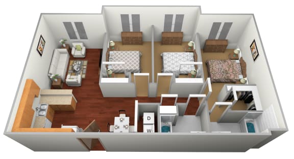 Floor Plan  3 bed 2 bath at Cedar Ridge  Apartments, Clearwater, MN