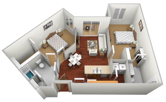 2 Bed 2 Bath Floor Plan 2 Bed 2 Bath Floor Plan at Osgood Place Apartments, Fargo, 58104