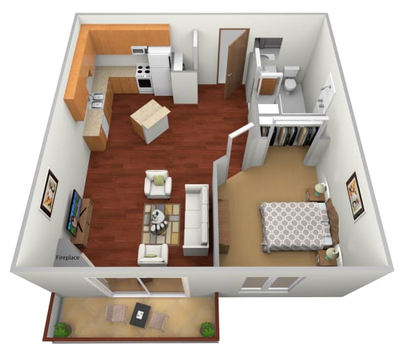 1 Bed 1 Bath Floor Plan at Meadows Edge Apartments, MN, 56501