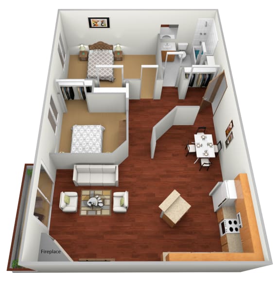 2 Bed 1 Bath Floor Plan at Meadows Edge Apartments - Detroit Lakes, Detroit Lakes, MN, 56501