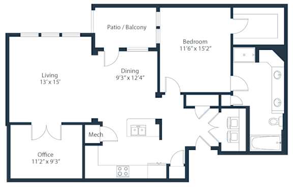 A black and white image of a floor plan for a home.