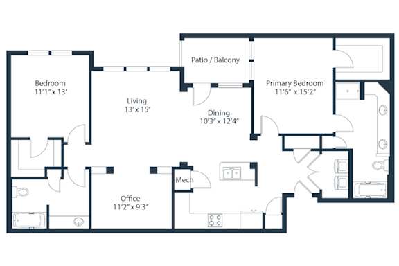 A black and white image of a house floor plan.
