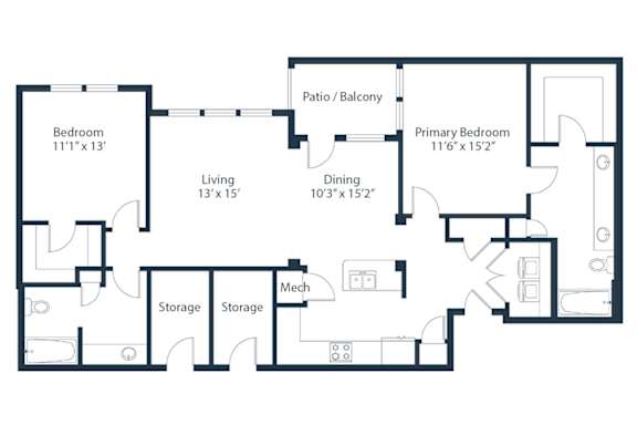 A black and white image of a floor plan for a home.