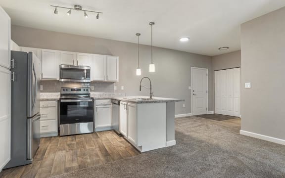 oak 2x2 kitchen living area