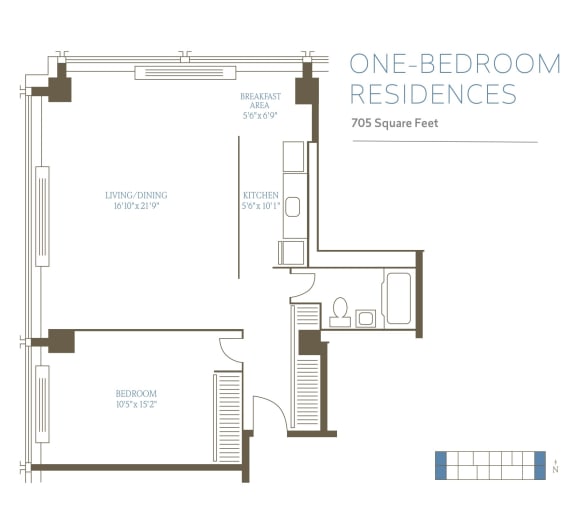 1B1 Floor Plan at The Pavilion, Detroit, MI, 48207