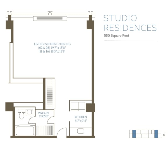 a floor plan of a studio apartment