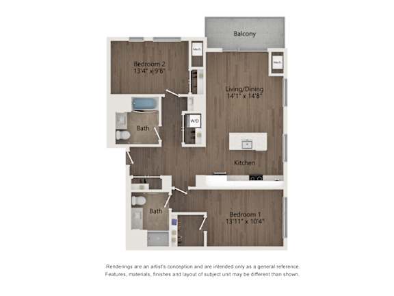 2B-IIB Floor Plan at 23rd Place Apartments, Chicago