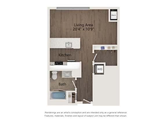 Studio 2 Floor Plan at 23rd Place Apartments, Chicago, IL