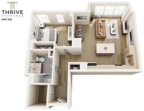 One Bedroom A Floorplan at Thrive Exchange, Chicago, IL, 60617
