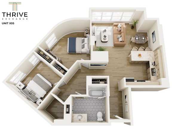 Two Bedroom A Floorplan at Thrive Exchange, Chicago, 60617