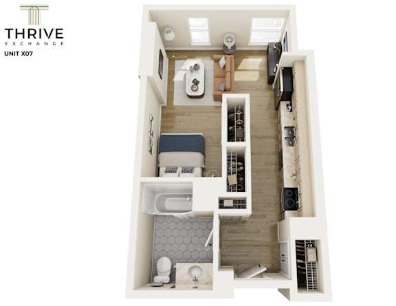 Studio Floorplan at Thrive Exchange, Illinois , 60617