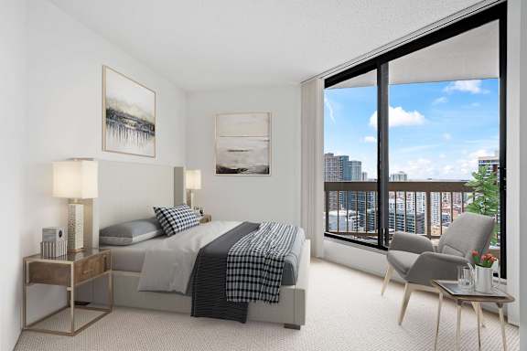 Bedroom at Asbury Plaza, Chicago, IL