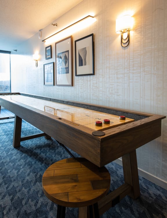 a shuffleboard table in a hotel room at Kingsbury Plaza, Chicago