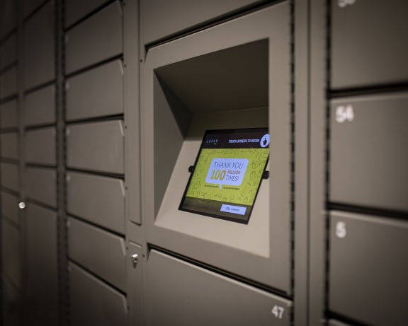 Amazon Hub Package Lockers at Twin Towers, Chicago, Illinois